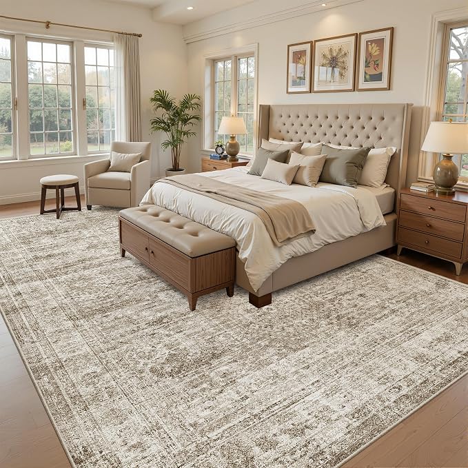 Soalmost 7x10 Area Rug for Living Room Washable Abstract Vintage Soft Thin - Image 3