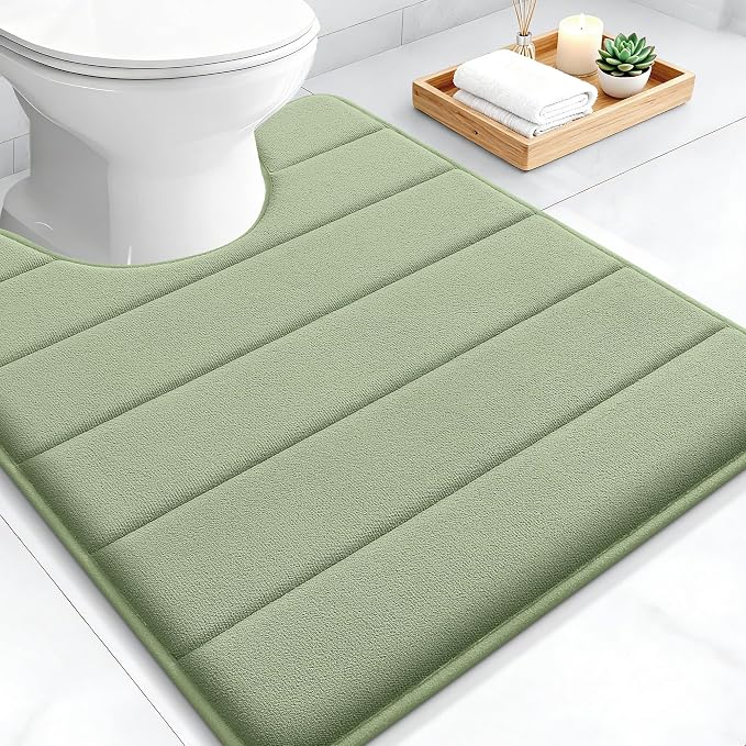 OLANLY Memory Foam Toilet Rugs U Shaped 24x20, Super Soft Absorbent Contour by OLANLY