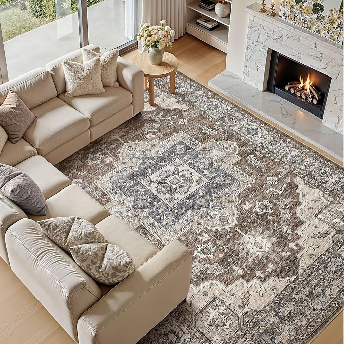 7x9 Area Rugs Living Room: Washable Vintage Rug Large Non-Slip Stain Resistant - Image 6
