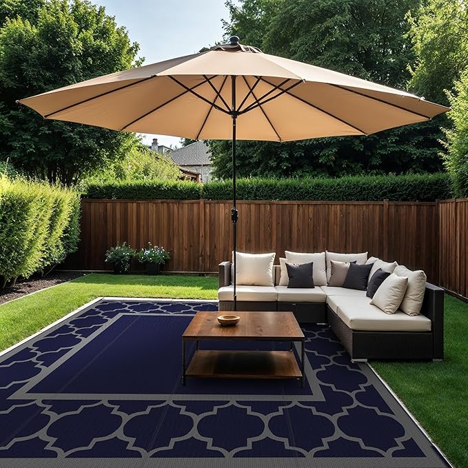 GENIMO 10 'x10 ' Outdoor Rug for Patio Clearance, Waterproof Indoor Outdoor - Image 3