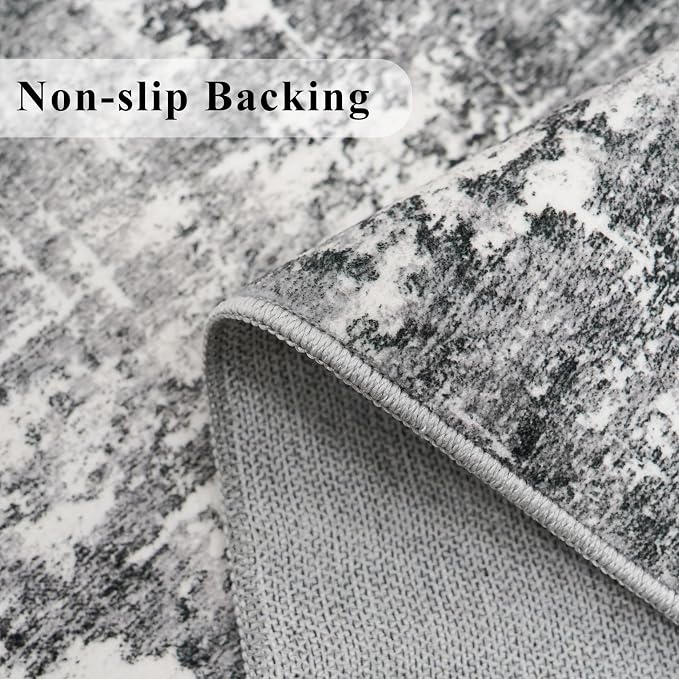 2x8 Washable Hallway Runner Rug: Abstract Stain Resistant Kitchen Rugs - Image 3