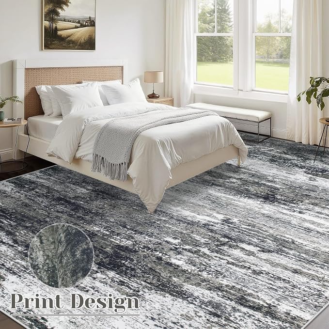 Washable Rug 8x10 Area Rugs for Living Room: Large Neutral Soft Rug Abstract - Image 2