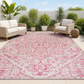 JONATHAN Y Boho Medallion Indoor Outdoor Area Rug 3X5 Light Gray/Fuchsia by JONATHANY
