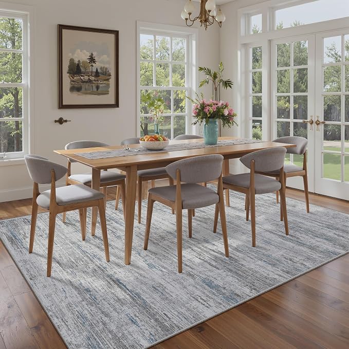 5x7 Area Rugs - Ultra-Thin Washble Rugs, Non-Slip Low Pile Abstract Print Rugs - Image 7