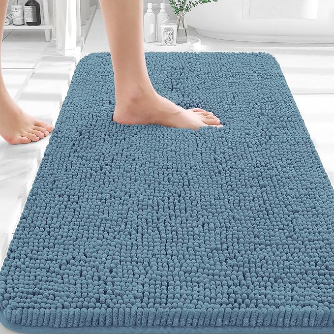 OLANLY Bathroom Rugs 30x18, Extra Soft Absorbent Chenille Bath Rugs, Rubber by OLANLY
