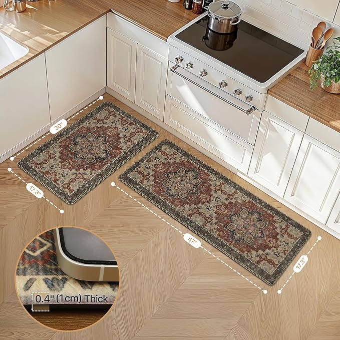 GENIMO Kitchen Mats for Floor 2PCs, Washable Anti Fatigue Mat for Cushioned - Image 2