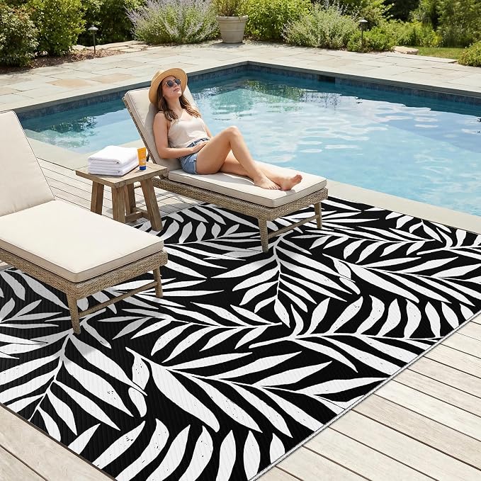 Smiry Outdoor Rug 5x8 ft, Waterproof Reversible Plastic Straw Rugs, Outdoor - Image 3