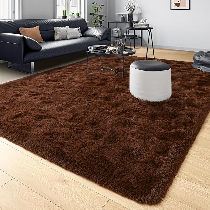 Tepook 6x9 Brown Area Rugs for Living Room Bedroom, Soft Fluffy Plush Shaggy - Image 8