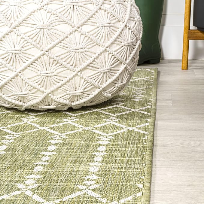 JONATHAN Y Moroccan Geometric Indoor Outdoor Round Area Rug 5 Ft Light - Image 4