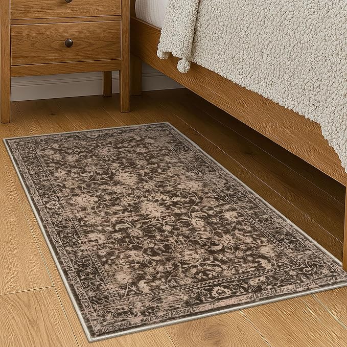 KILOCOCO Small Area Rug 2x3 Entryway Rugs Washable Rug Printed Vintage Floral - Image 3