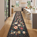 DUKINO 2x14 Runner Rug, Floral Long Washable Boho Kitchen Runner Rug by DUKINO