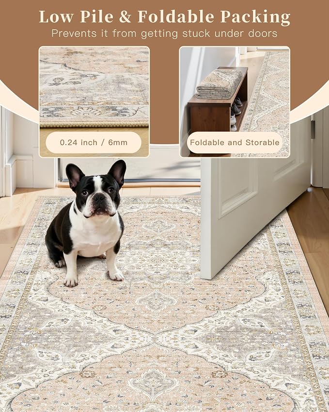 Madane Runner Rug 2x8, Washable Hallway Runner Rugs, Non-Slip Low-Pile Soft - Image 7