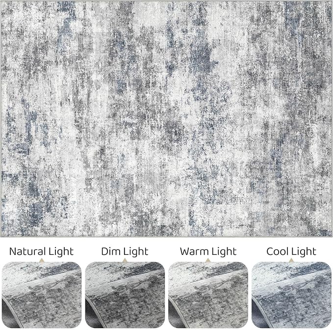 10x14 Area Rugs Living Room: Washable Large Abstract Neutral Modern Soft Rugs - Image 9