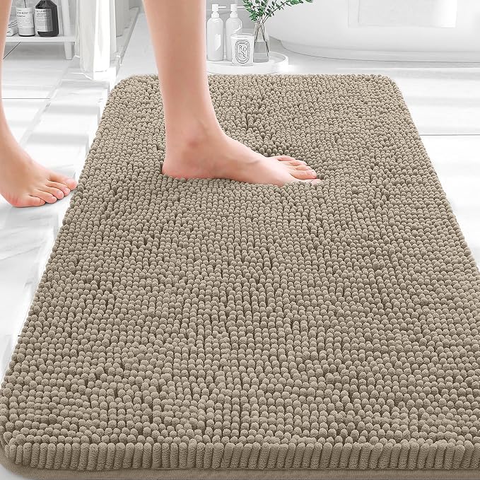 OLANLY Bathroom Rugs 35x24, Extra Soft Absorbent Chenille Bath Rugs, Rubber by OLANLY