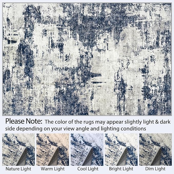 8x10 Area Rug for Living Room Bedroom: Abstract Washable Rug - Image 9