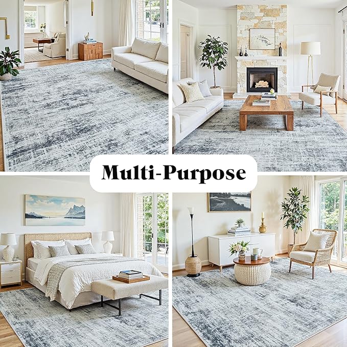 5x7 Area Rugs Washable Rug: Anti-Skid Abstract Modern Living Room Rug Soft Thin - Image 3