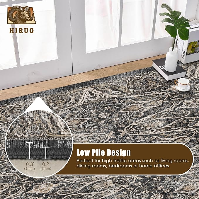 Washable Area Rug 5' x 7' Vintage Traditional Persian Mat - Image 5