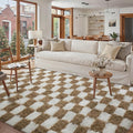PureCozy 5x7 Area Rugs for Living Room Brown Soft Shag Checkered Large Rug by PureCozy