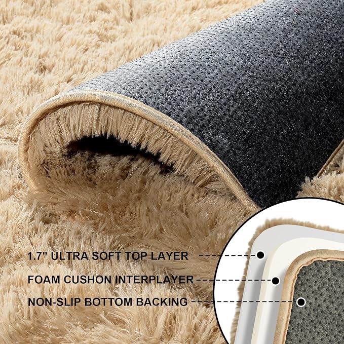 3x5 Rugs for Bedroom, Fluffy Area Rugs for Living Room, Small Fuzzy Shag Soft - Image 3