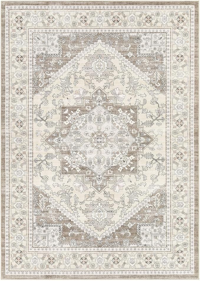 12x15 Vintage Area Rug: Washable Neutral Soft Non Slip Thin Large Floor Carpet - Image 9