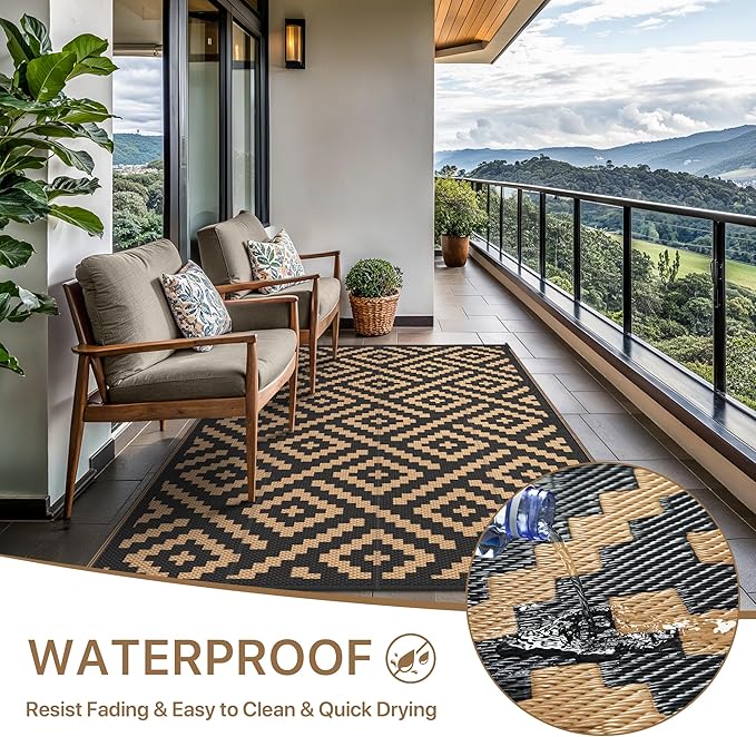 GENIMO Outdoor Rug for Patio Clearance, Reversible Plastic Camping Rugs - Image 2