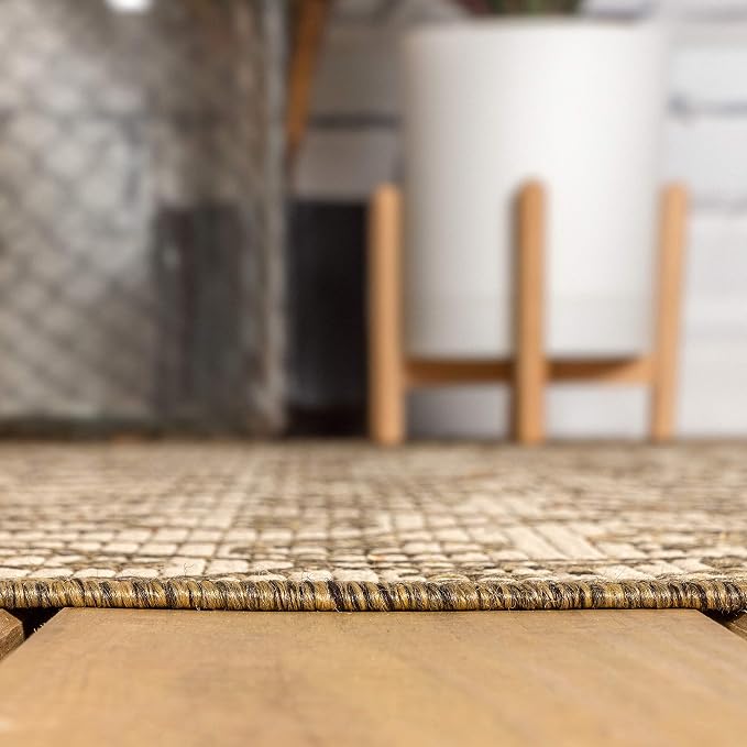 JONATHAN Y Vintage Filigree Indoor Outdoor Square Area Rug 9X9 Beige/Brown - Image 6