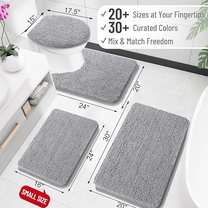 OLANLY Bathroom Runner Rugs 47x17, Extra Soft Absorbent Chenille Bath Rugs - Image 2