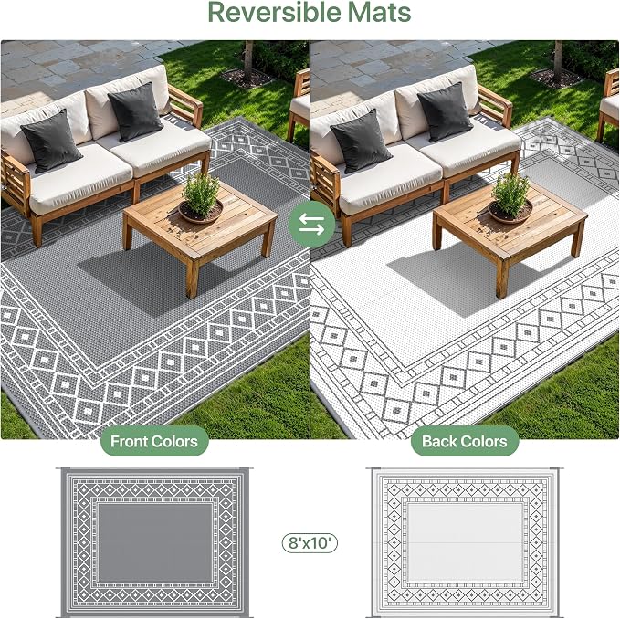GENIMO Outdoor Rug Waterproof for Patio Decor, Camping Mats for Outdoor Decor - Image 4