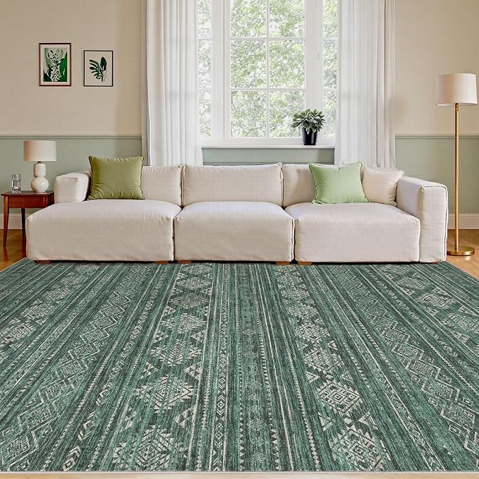 Nakagishi Area Rugs 9x12 Living Room: Washable Boho Large Neutral Modern Soft - Image 4