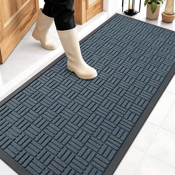 OLANLY Front Door Mat Outside Entrance 59x23, Heavy Duty Sturdy Natural Rubber by OLANLY