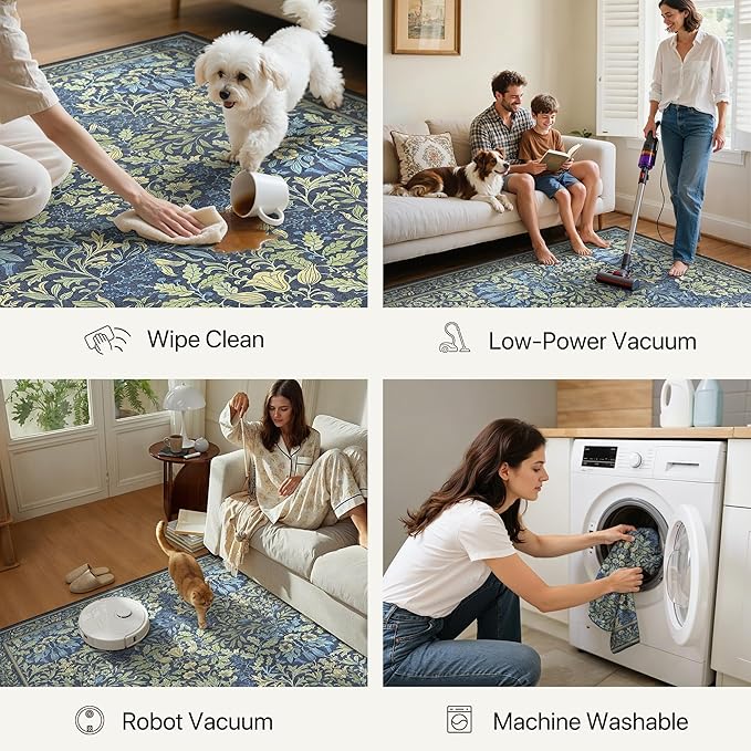 GENIMO Floral Washable Runner Rug 2’6” x 10’, Non-Slip Long Hallway Carpet - Image 7