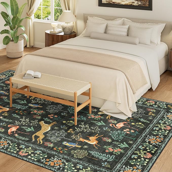 DUKINO 9x12 Rug, Washable Animal Living Room Rug - Image 4
