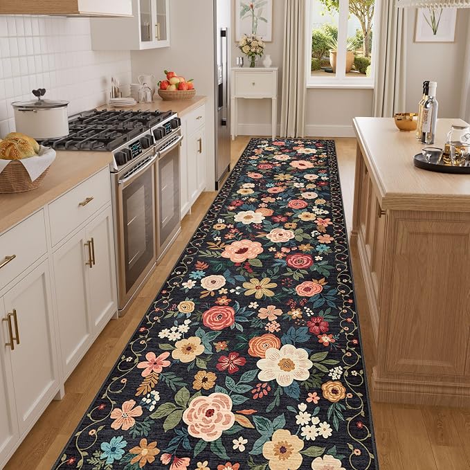 DUKINO 2x14 Runner Rug, Floral Long Washable Boho Kitchen Runner Rug - Image 6