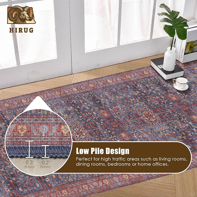 Washable Area Rug 2'6'' x 8' Vintage Traditional Persian Mat - Image 5