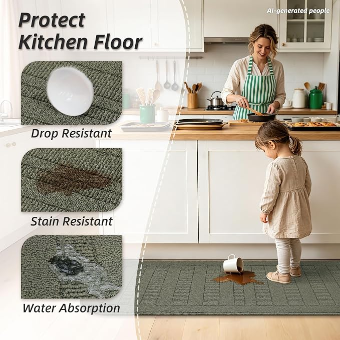 BEQHAUSE 24x60 Inch Kitchen Rugs Non-Slip Washable Kitchen Mats - Image 3