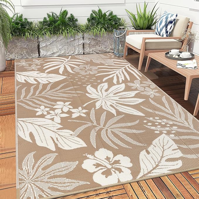 Pauwer Waterproof Outdoor Rug 6x9, Reversible Plastic Straw Patio Camping Rug - Image 7