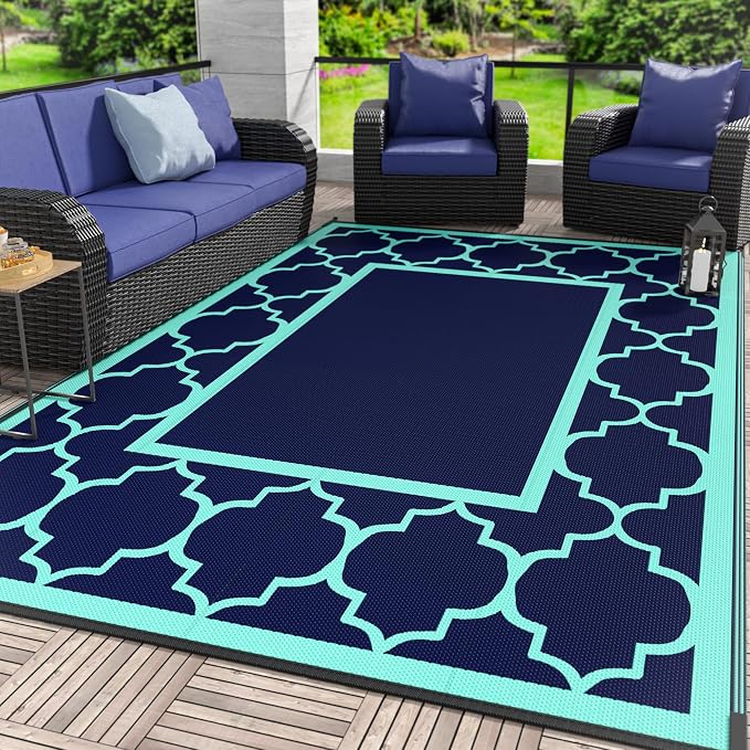 GENIMO 9 ' x 12 ' Outdoor Rug for Patio, Waterproof Indoor Outdoor Plastic by GENIMO