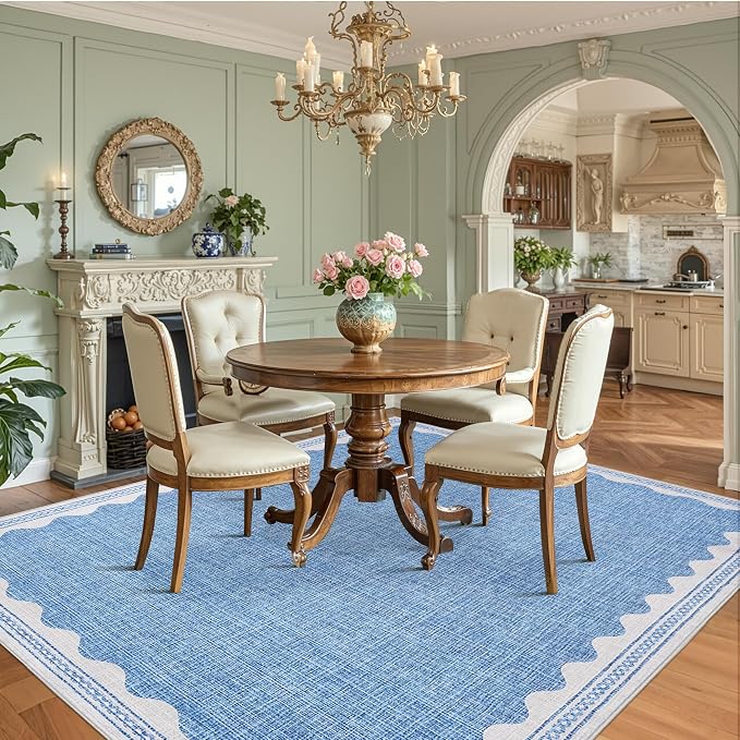 GarveeHome Scalloped Blue Washable Rugs 10x13 Rug - Image 3