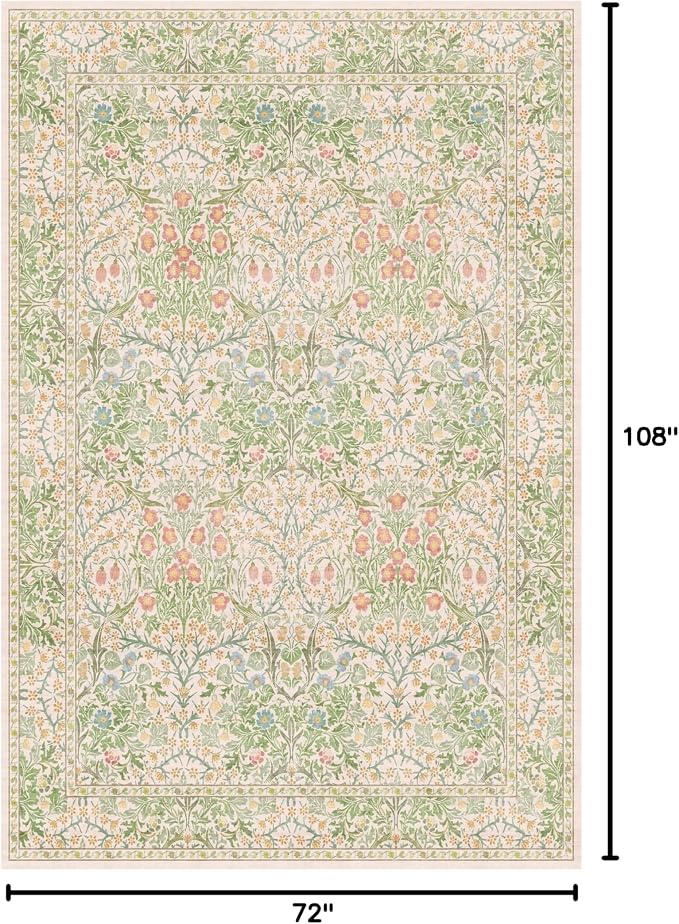 Beige Green 6x9 Washable Area Rugs - Image 2
