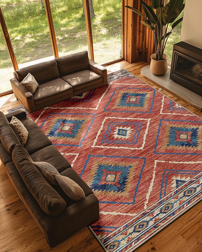 BESTSWEETIE Area Rug 9x12 Rug Machine Washable Non-Slip Low Pile Print Pattern - Image 2