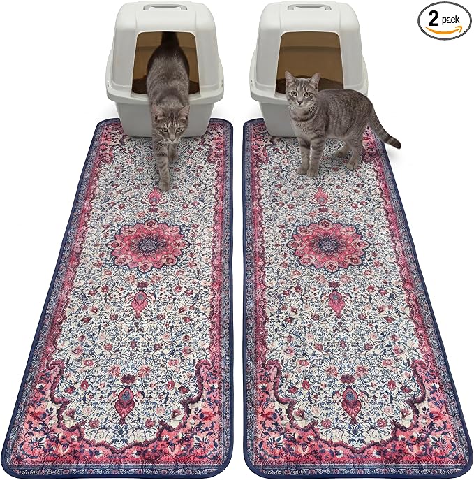 Hompet Cat Litter Mat 2 Pack, 18x54 Large Machine Washable Trapping Mats by Hompet