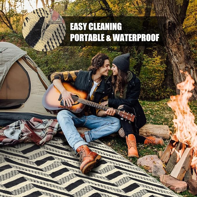 HUGEAR Outdoor Plastic Straw Rug, Waterproof Outdoor Rugs - Image 3