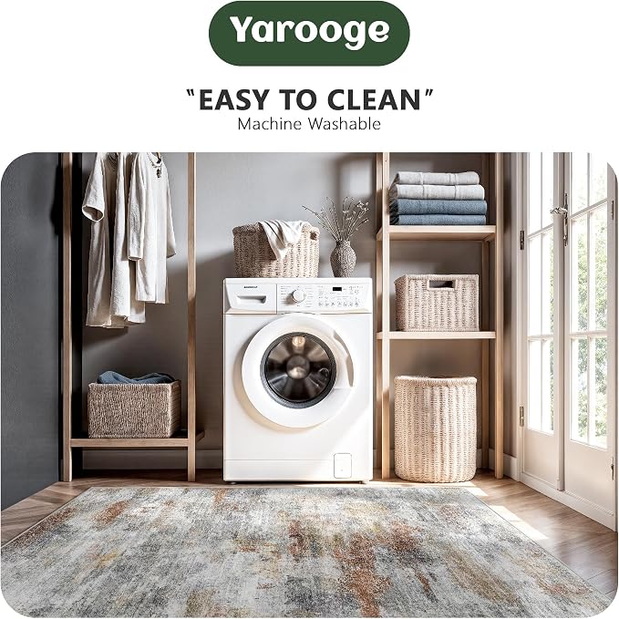 8x10 Area Rugs, Abstract Morden Soft Washable Rug, Non-Slip Low Pile Rugs - Image 5