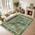8x10 Washable Rug for Living Room Green Animal Print Large Bedroom Rugs Non by Garvee