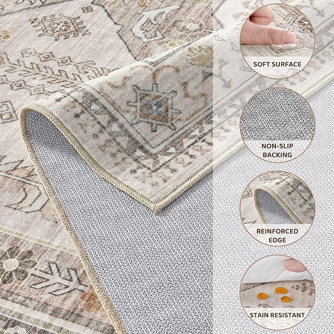 8x10 Washable Area Rug, Large Rugs - Image 4