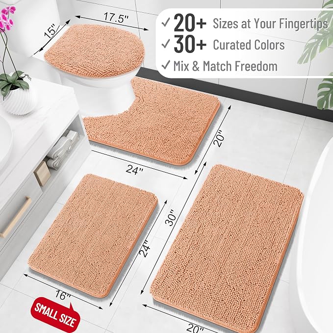 OLANLY Small Bathroom Rugs 24x16, Extra Soft Absorbent Chenille Bath Rugs - Image 2