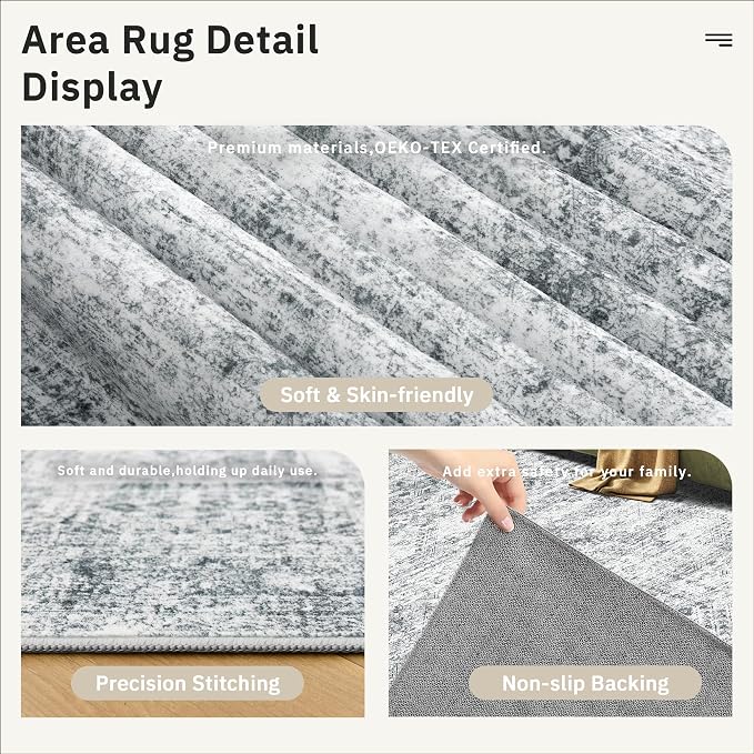 Soalmost Washable Area Rug 8x10, Large Soft Rugs - Image 8
