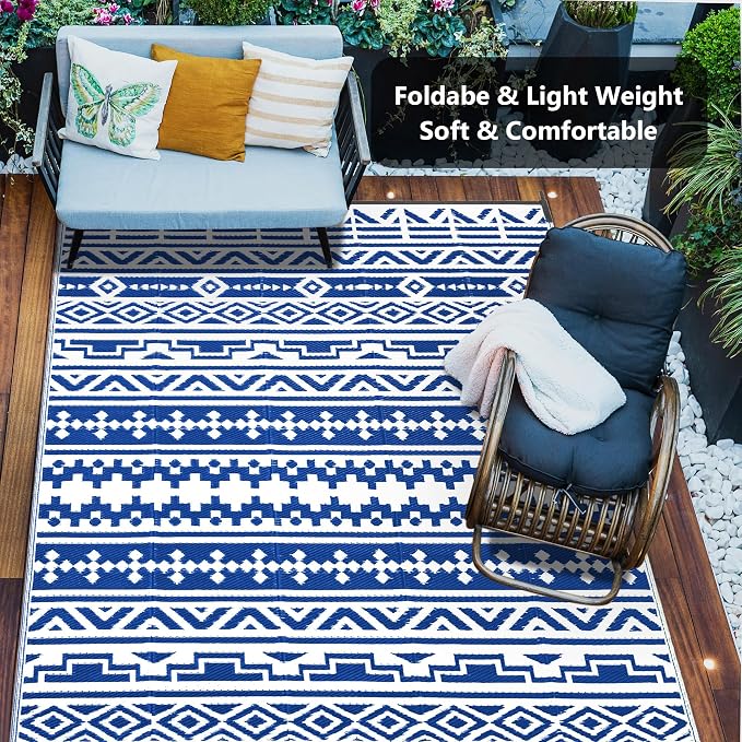 HUGEAR Outdoor Plastic Straw Rug, Waterproof Outdoor Rugs - Image 6