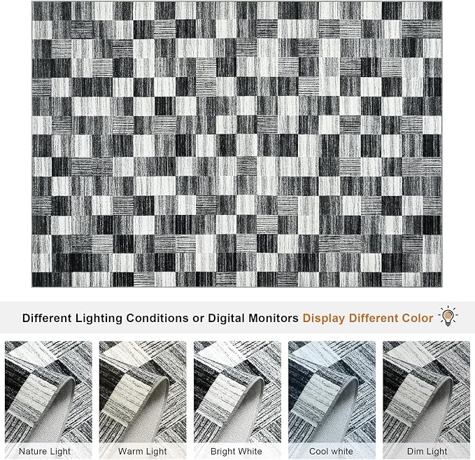 Terrug Black and White Checkered Rug - Image 5