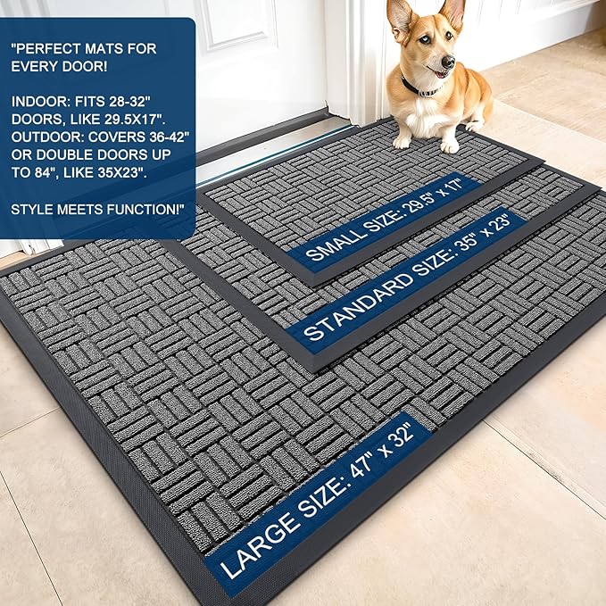 OLANLY Front Door Mat Outside Entrance 59x23, Heavy Duty Sturdy Natural Rubber - Image 2